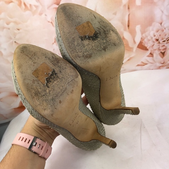 Christian Dior beige heels snakeskin leather 7 - Picture 6 of 8